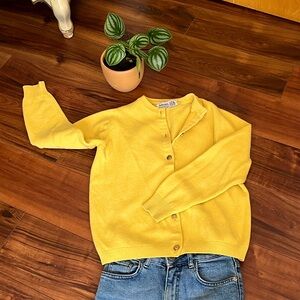 Vintage Yellow Ballantyne Cardigan Sweater 100% Cashmere